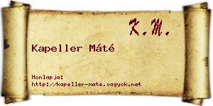 Kapeller Máté névjegykártya